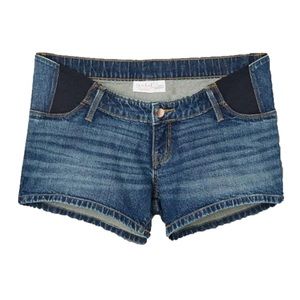 Isabel Side Panel Midi Maternity Jean Shorts